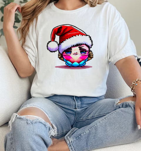 Cartoon Character Wearing Santa Hat for the Holiday Season T-Shirt Classic Women's T-shirt