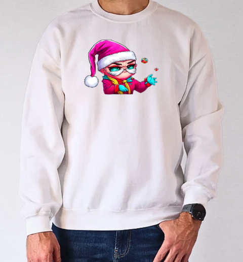 Cartoon Character with Santa Claus Hat and Colorful Balls T-Shirt Unisex Sweatshirt