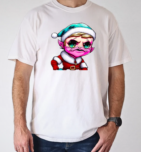 Cartoon Character with Santa Claus Hat and Pink Beard T-Shirt