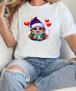 Cartoon Gnome with Colorful Balloons Illustration T-Shirt Classic Women's T-shirt