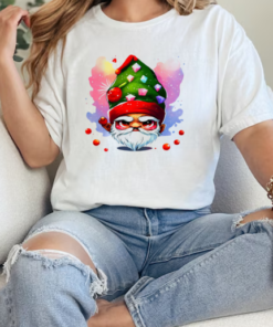 Cartoon Gnome with Elf Hat and Candy Decorations T-Shirt Classic Women's T-shirt