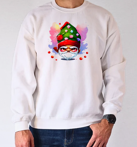 Cartoon Gnome with Elf Hat and Candy Decorations T-Shirt Unisex Sweatshirt