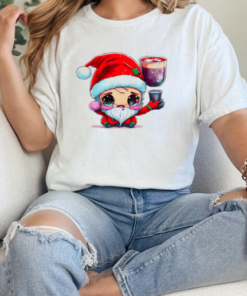 Cartoon Santa Claus Character with Cups of Liquid T-Shirt Classic Women's T-shirt