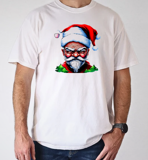 Cartoon Santa Claus with Coffee Cup T-Shirt