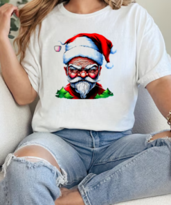 Cartoon Santa Claus with Coffee Cup T-Shirt Classic Women's T-shirt