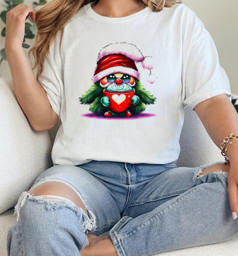 Cartoon Santa Claus with Coffee Mug T-Shirt Classic Women's T-shirt