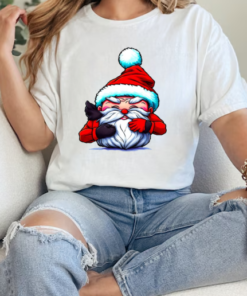 Cartoon Santa Claus with Reindeer T-Shirt Classic Women's T-shirt