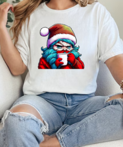 Cartoon Santa Claus with a Coffee Cup T-Shirt Classic Women's T-shirt