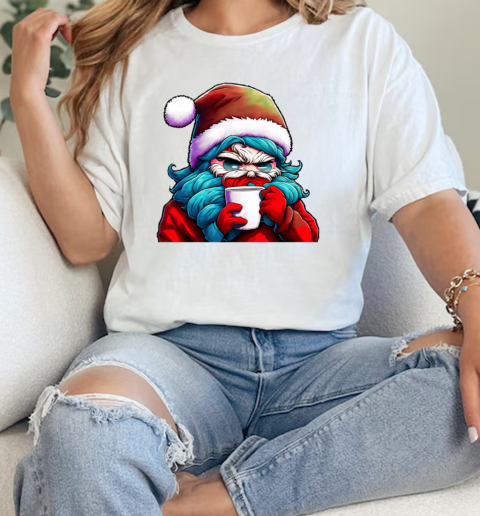 Cartoon Santa Claus with a Coffee Cup T-Shirt Classic Women's T-shirt