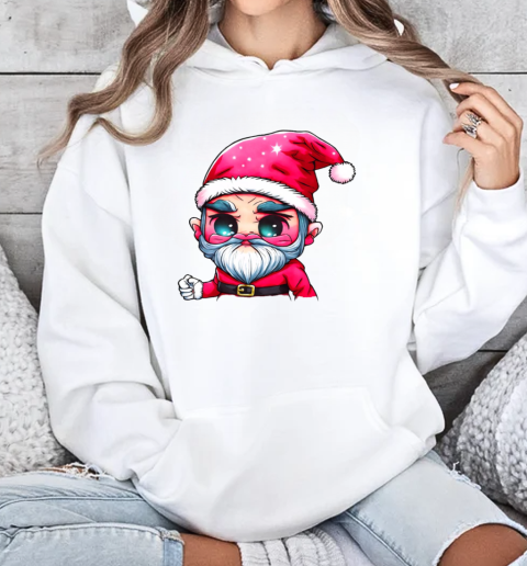 Cartoon Santa Claus with red hat and white beard T-Shirt Unisex Hoodie