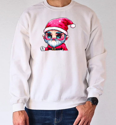 Cartoon Santa Claus with red hat and white beard T-Shirt Unisex Sweatshirt