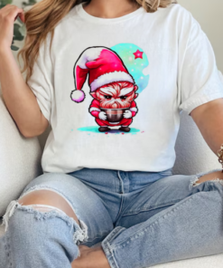 Cartoon character wearing Santa Claus and drinking coffee T-Shirt Classic Women's T-shirt