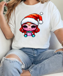 Cartoon character wearing santa claus hat and drinking coffee T-Shirt Classic Women's T-shirt