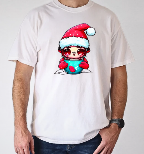 Cartoon character with santa hats and ornamented cup T-Shirt