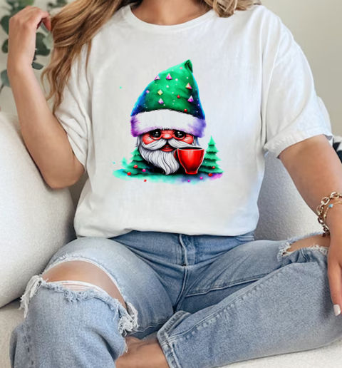 Cartoon gnome with red cup in front of trees T-Shirt Classic Women's T-shirt