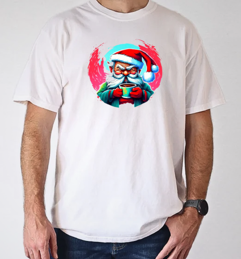 Cartoon illustration of Santa Claus with a cup of coffee T-Shirt