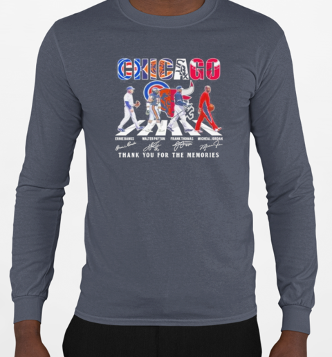 Chicago Cubs Chicago Bears Chicago Bulls Proud Thank You For The Memories Walking Signatures 2024 T-Shirt Long Sleeved T-shirt 