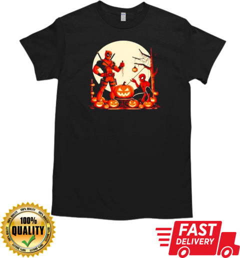 Deadpool and Spiderman Halloween Retro T-Shirt