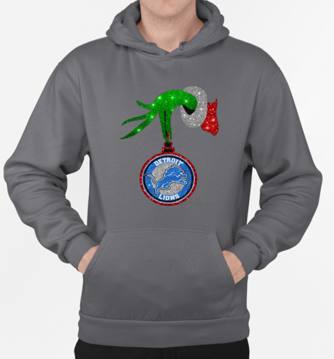 Grinch Hand Holding Detroit Lions Christmas T-Shirt Unisex Hoodie