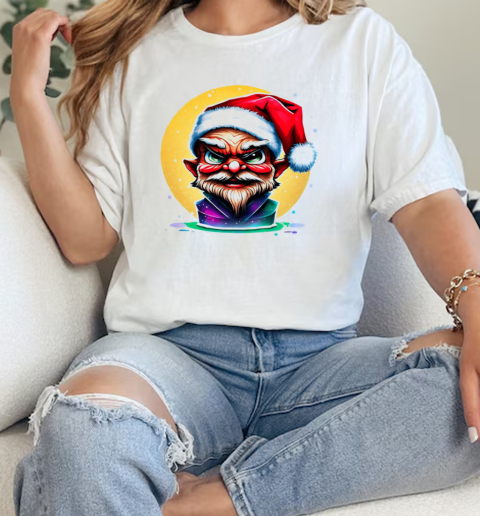 Humorous Elf Wearing Santa Hat and Green Beard T-Shirt Classic Women's T-shirt