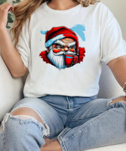 Illustration of Santa Claus Holding a Red Cup T-Shirt Classic Women's T-shirt