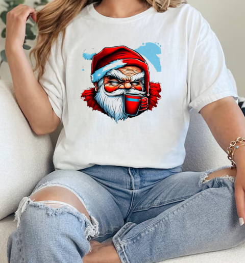 Illustration of Santa Claus Holding a Red Cup T-Shirt Classic Women's T-shirt