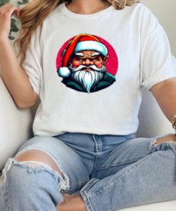 Illustration of Santa Claus with a red Santa hat and beard T-Shirt Classic Women's T-shirt