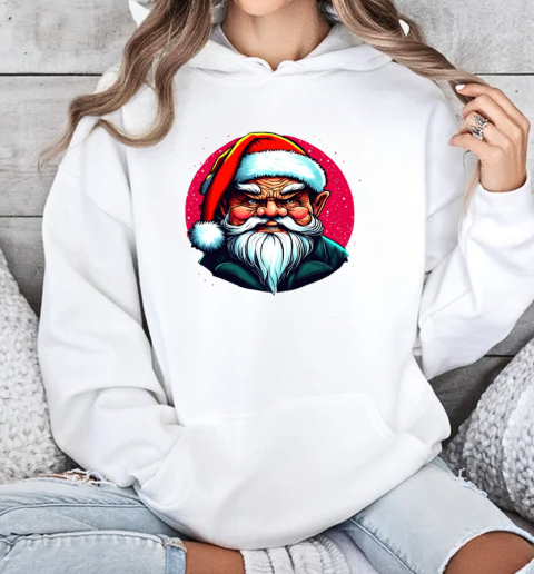 Illustration of Santa Claus with a red Santa hat and beard T-Shirt Unisex Hoodie