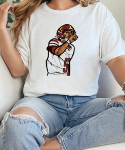 Jayden Daniels Shhh Cartoon Football Design T-Shirt Classic Women's T-shirt