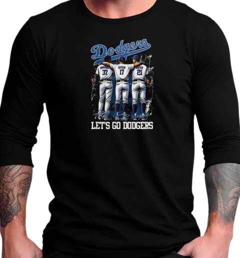 Los Angeles Dodgers Let's Go Dodgers Signatures T-Shirt Long Sleeved T-shirt 