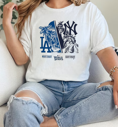 Los Angeles Dodgers vs. New York Yankees '47 Ash 2024 World Series Matchup Split T-Shirt Classic Women's T-shirt