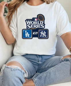 Los Angeles Dodgers vs. New York Yankees Dueling 2024 World Series Lapel Logo T-Shirt Classic Women's T-shirt