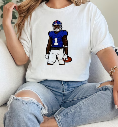 Malik Nabers Celebration Cartoon Football Design T-Shirt Classic Women's T-shirt