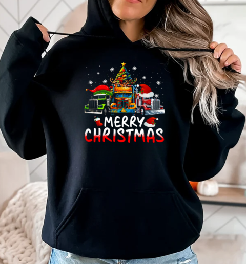 Merry Christmas Truckers Looks Bright Christmas Trucker T-Shirt Unisex Hoodie