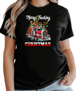 Merry Trucking Christmas Funny Trucker With Reindeer On Head T-Shirt Classic Women's T-shirt