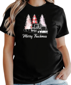 Merry Truckmas Pin Christmas Tree Cute Christmas Trucker T-Shirt Classic Women's T-shirt