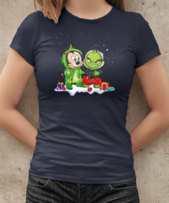 Mickey Mouse And Grinch With Fairy Lights for Christmas T-Shirt Classic Women's T-shirt