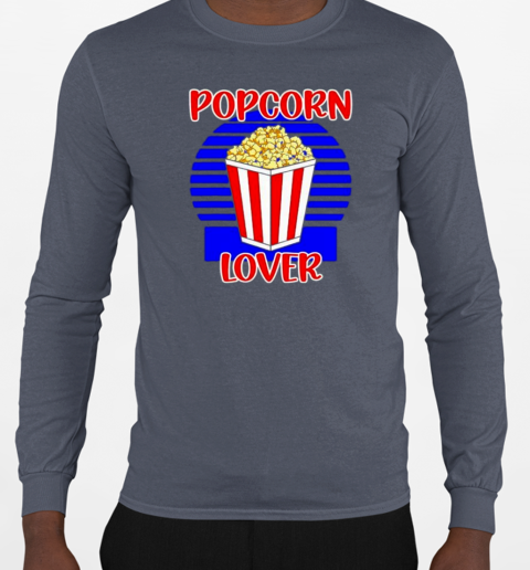 Movie Fan Popcorn Lover Retro T-Shirt Long Sleeved T-shirt 