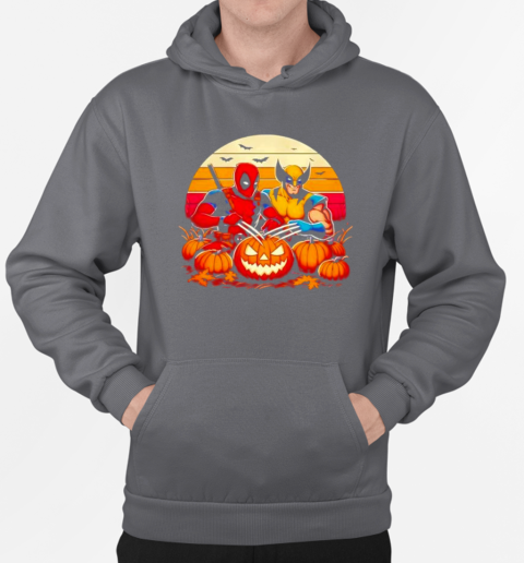 Retro Deadpool and Wolverine Halloween T-Shirt Unisex Hoodie