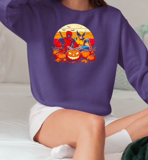 Retro Deadpool and Wolverine Halloween T-Shirt Unisex Sweatshirt