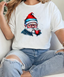 Santa Claus Drinking Coffee with Glasses T-Shirt Classic Women's T-shirt