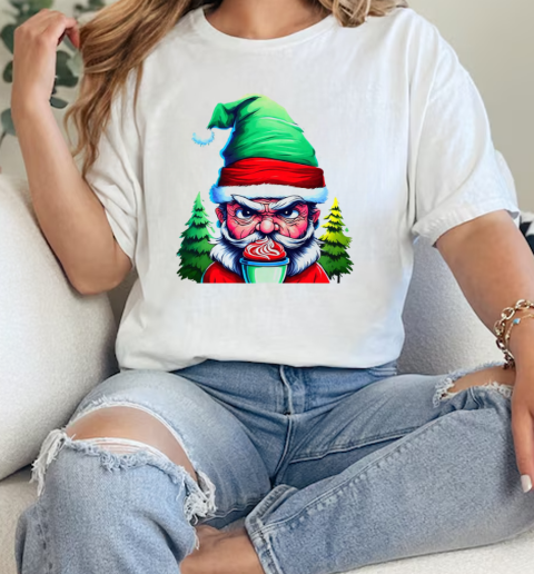 Santa Claus Illustration Drinking Hot Cocoa T-Shirt Classic Women's T-shirt