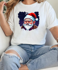 Santa Claus with white beard and red nose on a dark night T-Shirt Classic Women's T-shirt