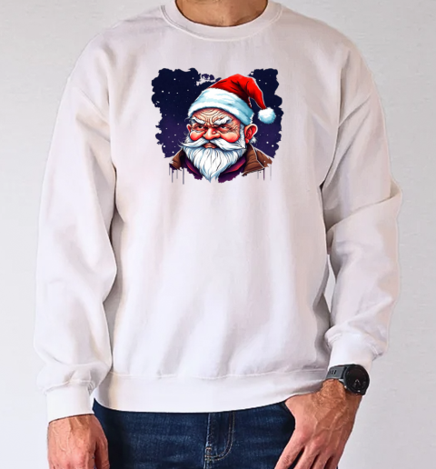 Santa Claus with white beard and red nose on a dark night T-Shirt Unisex Sweatshirt