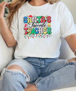 Santas favorite teacher Christmas light T-Shirt Classic Women's T-shirt