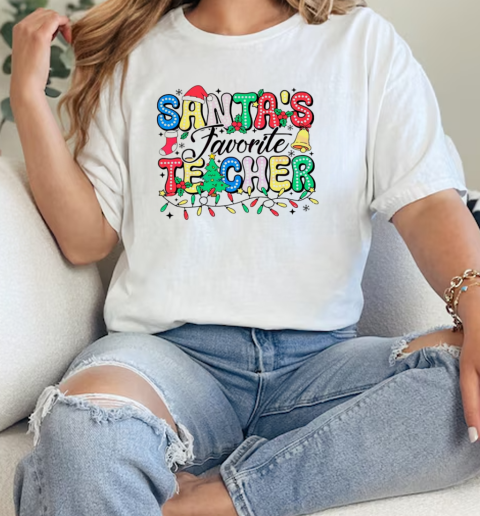 Santas favorite teacher Christmas light T-Shirt Classic Women's T-shirt