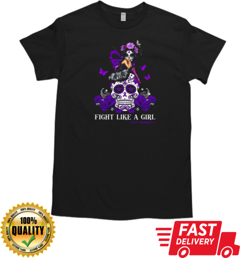 Sugar Skull Fight Like A Girl Lupus Awareness T-Shirt