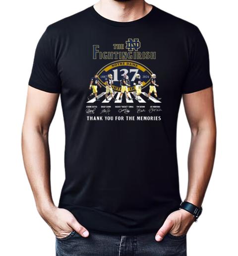 The Notre Dame Fighting Irish 1887 2024 Signature Thank You For The Memories Walking Signatures T-Shirt