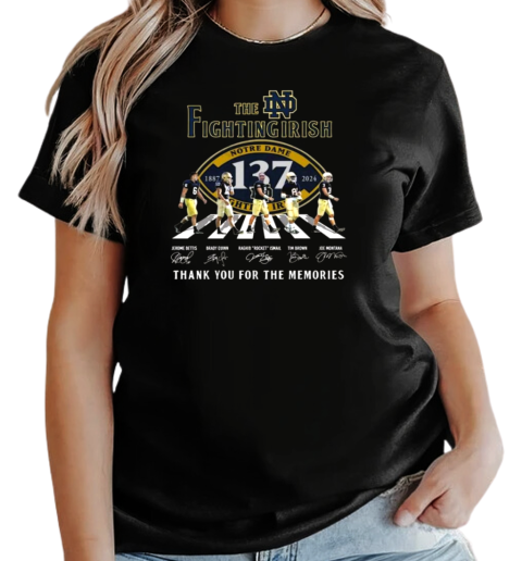 The Notre Dame Fighting Irish 1887 2024 Signature Thank You For The Memories Walking Signatures T-Shirt Classic Women's T-shirt