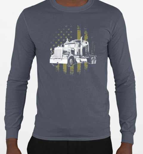 Truck USA Flag T-Shirt Long Sleeved T-shirt 